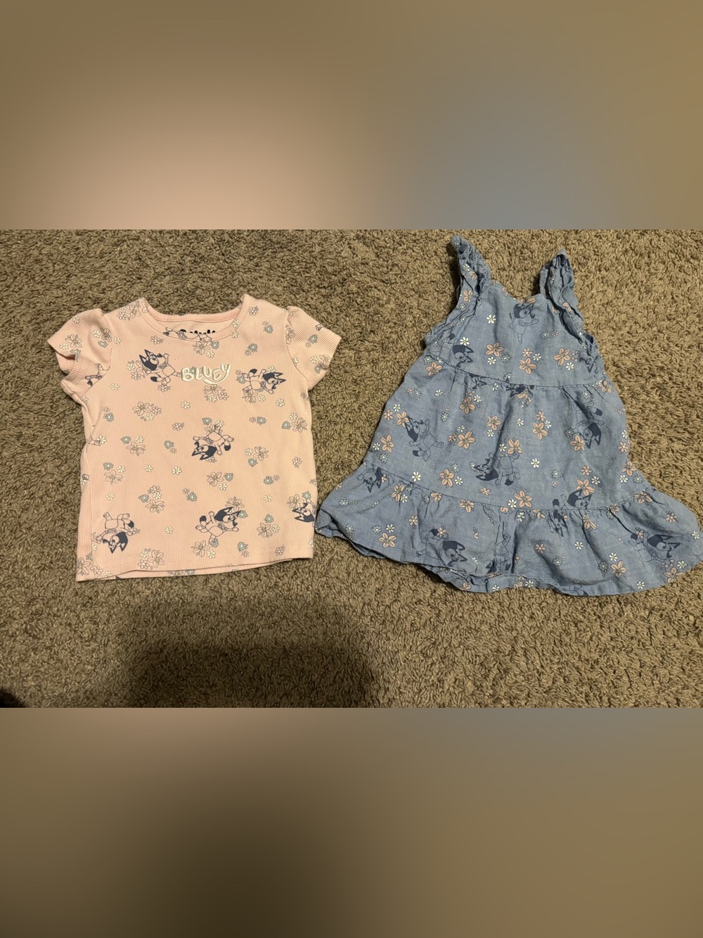 Bluey baby girl set dress and shirt, size 12 months